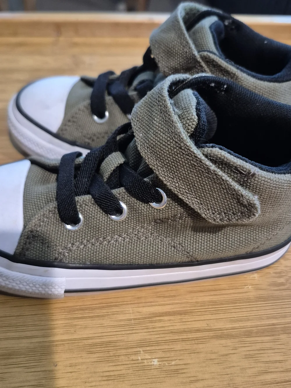 Converse Kids High-Top Sneakers in Olive Green with Black Laces